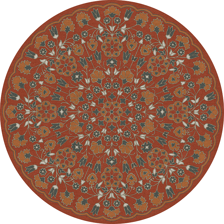 Biltmore Spicher Biltmore Arabesque Bloom Vermillion Slate - round vinyl floor cloth