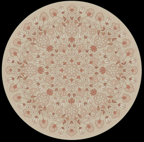 Spicher Biltmore Arabesque Bloom Blush Parchment - round vinyl floor cloth