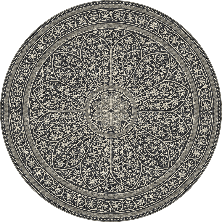 Biltmore Estate Tracery Ink Blossom - round vinyl floor cloth all sizes