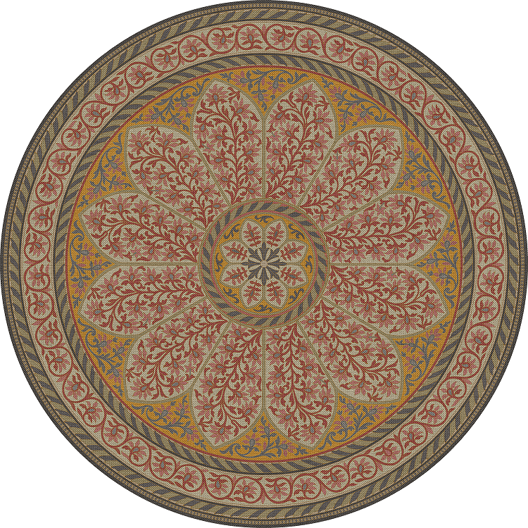 Biltmore Estate Tracery Tea Rose Room - round vinyl floor cloth all sizes 