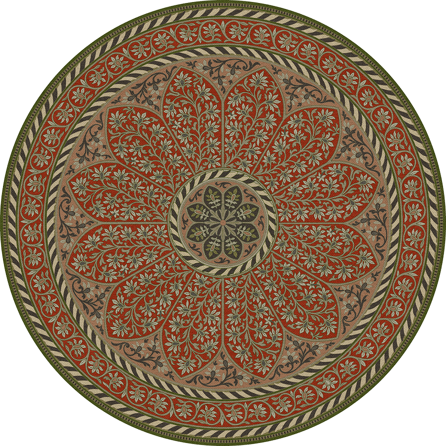 Biltmore Estate Tracery Crimson Relic - round vinyl floor cloth all sizes
