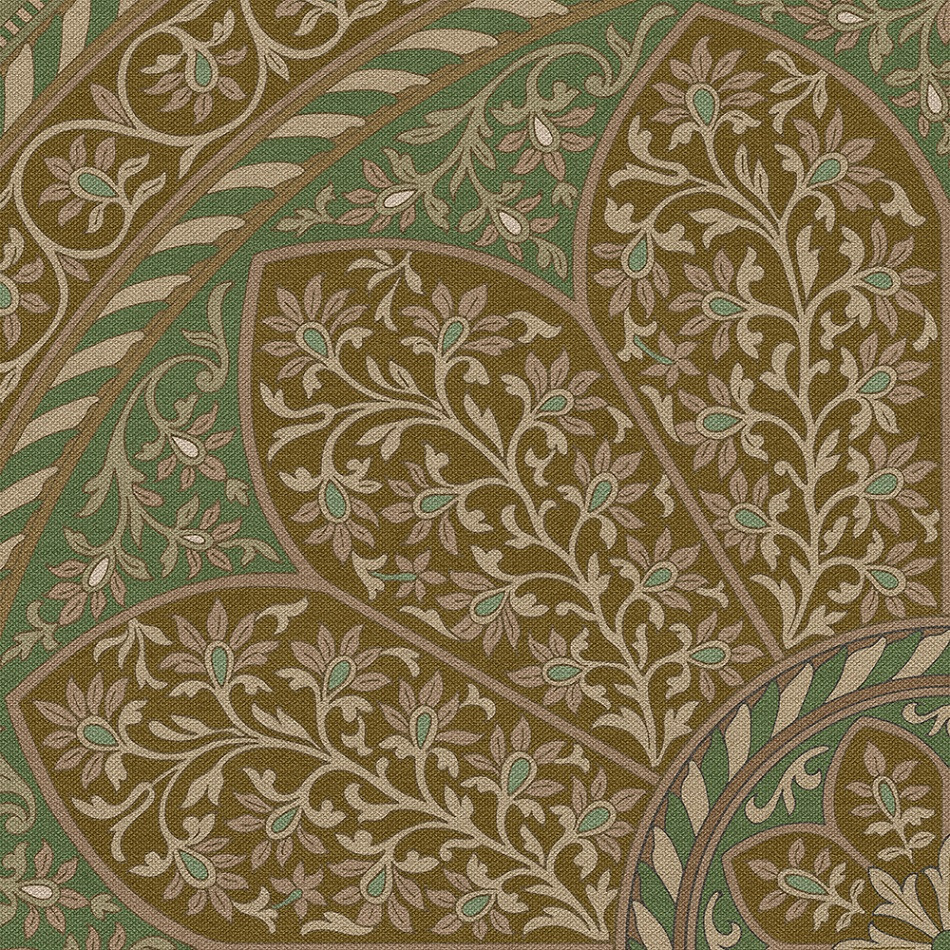 Estate Tracery Boxwood Court - round vinyl floor cloth detail