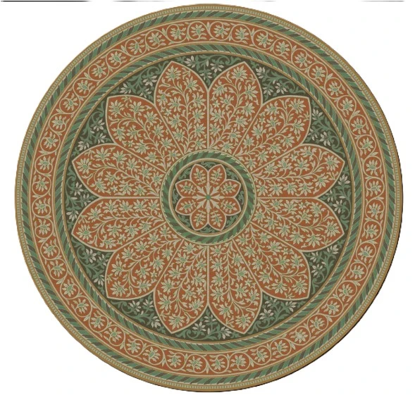 Spicher Biltmore Estate Tracery Verdigris Flame - round vinyl floor cloth