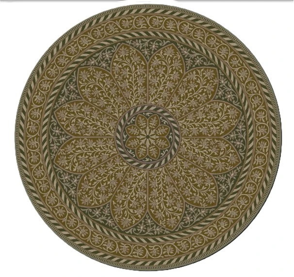 Estate Tracery Oak Hall - round vinyl floor cloth 