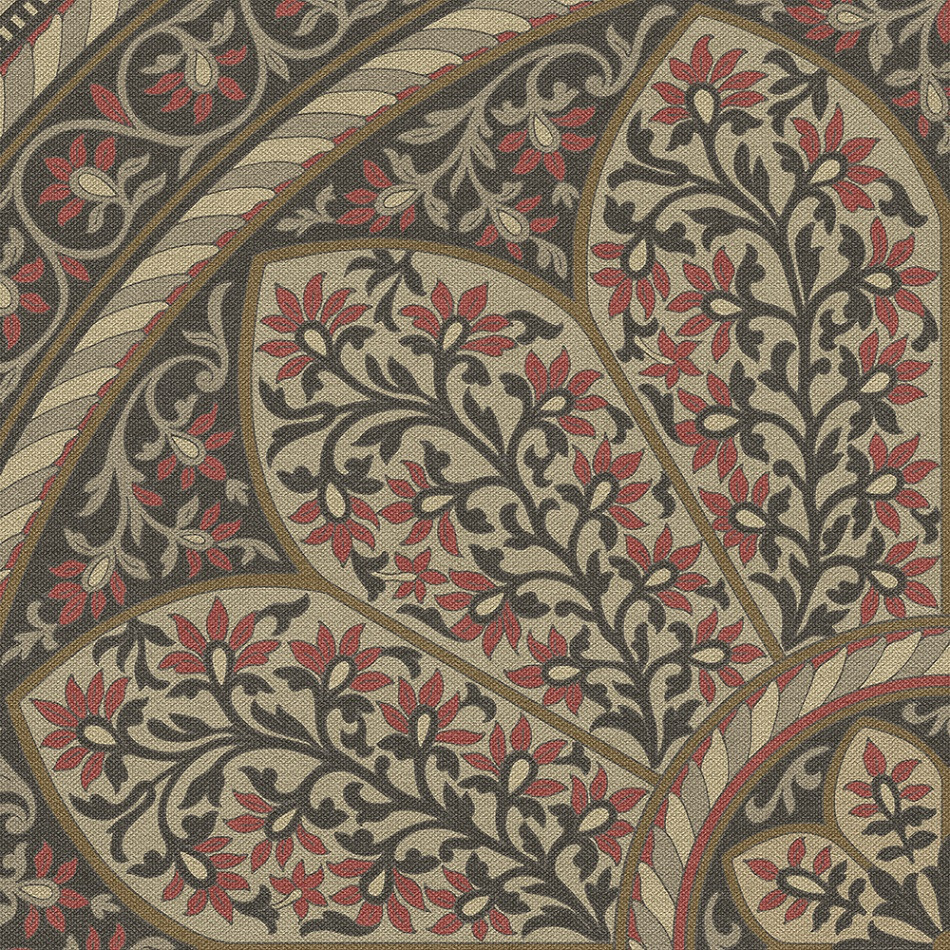 Biltmore Estate Tracery Winter Garnet - round vinyl floor cloth detail