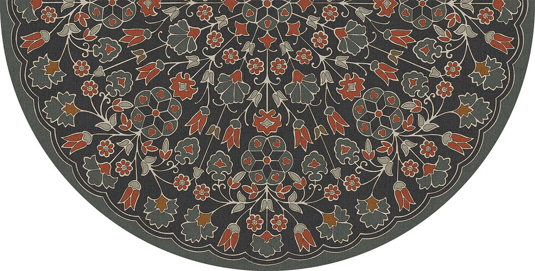 Biltmore Arabesque Bloom Oxidized Petals - half round vinyl floor cloth