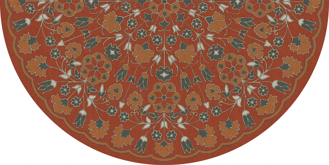 Biltmore Spicher Biltmore Arabesque Bloom Vermillion Slate - round vinyl floor cloth
