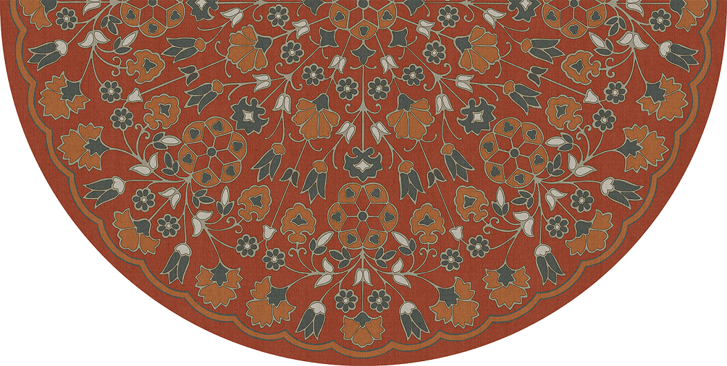 Biltmore Spicher Biltmore Arabesque Bloom Vermillion Slate - half round vinyl floor cloth