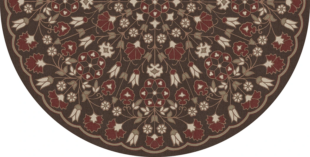 Biltmore Spicher Biltmore Arabesque Bloom Crimson Walnut - half round vinyl floor cloth detail
