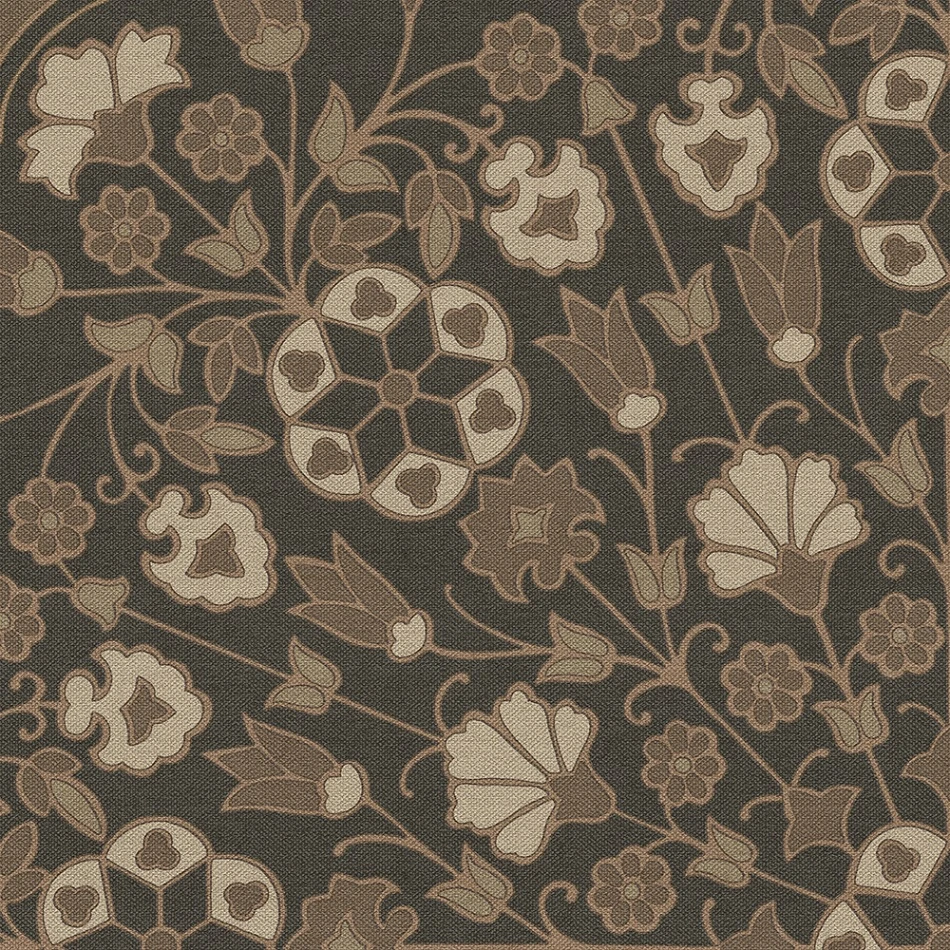 Spicher Biltmore Arabesque Bloom Earth and Ember - half round vinyl floor cloth detail