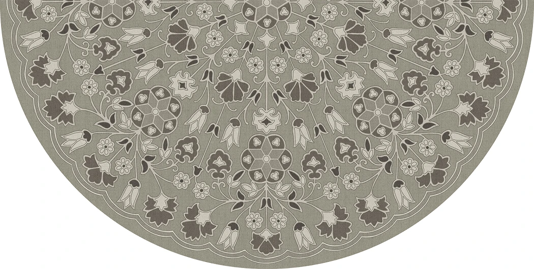 Spicher Biltmore Arabesque Bloom Misty Graphite - half round vinyl floor cloth