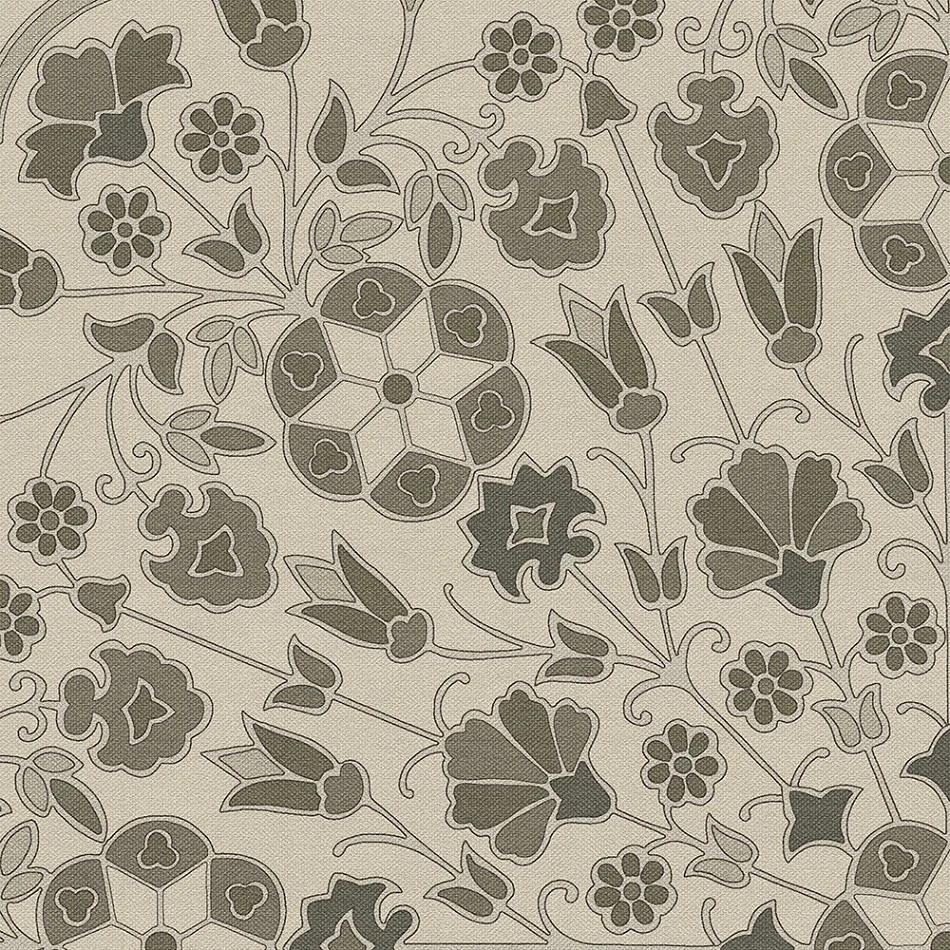 Spicher Biltmore Arabesque Bloom Graphite garden- half round vinyl floor cloth detail 
