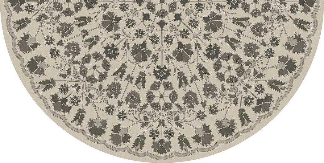 Spicher Biltmore Arabesque Bloom Graphite Garden- half round vinyl floor cloth detail 