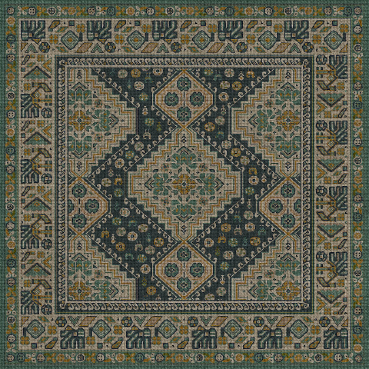 Biltmore Grand Estate The Loggia - vinyl floor cloth sizes 36x36, 48x48