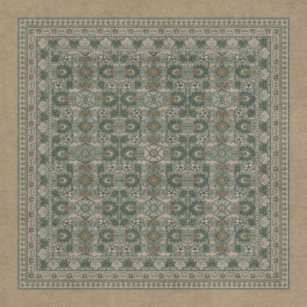 Biltmore Promenade Blooming Season - vinyl floor cloth sizes 60x60, 72x72