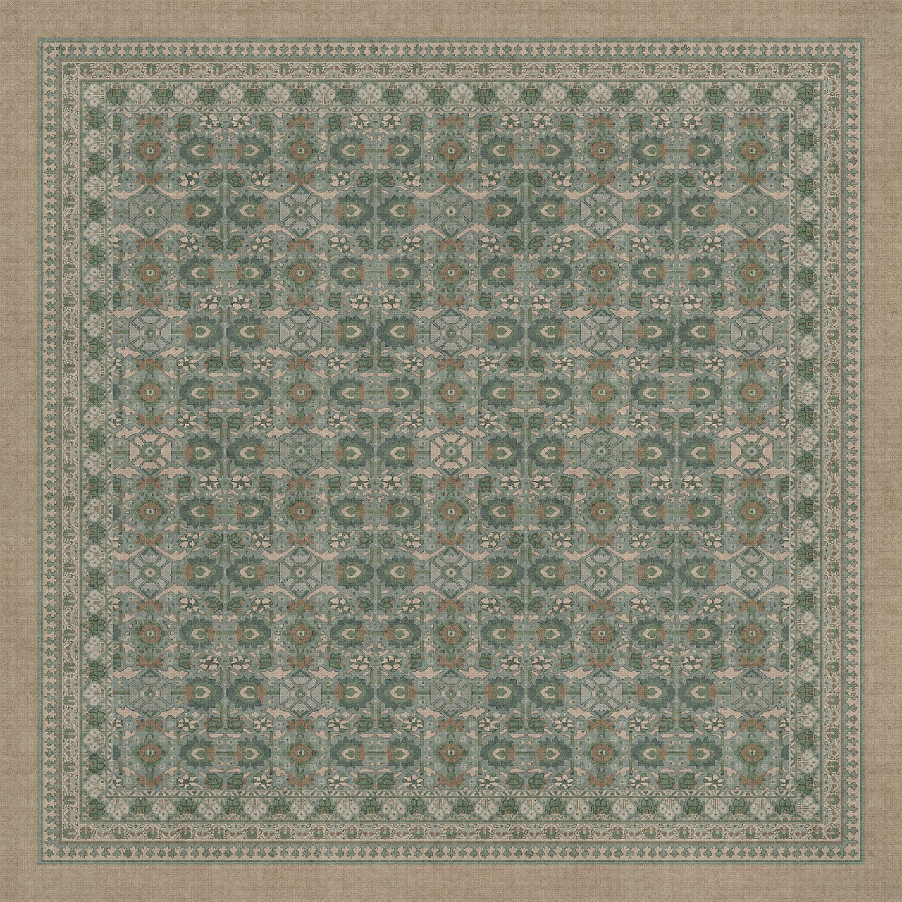 Biltmore Promenade Blooming Season - vinyl floor cloth sizes 96x96, 120x120