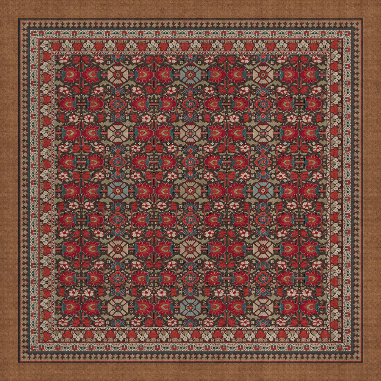 Biltmore Promenade Heirloom Nectar - vinyl floor cloth size 84x84