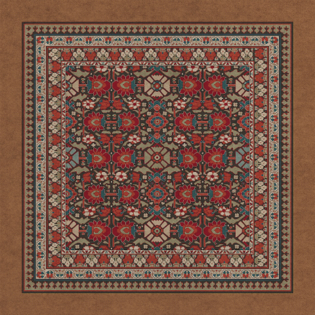 Biltmore Promenade Heirloom Nectar - vinyl floor cloth sizes 36x36, 48x48