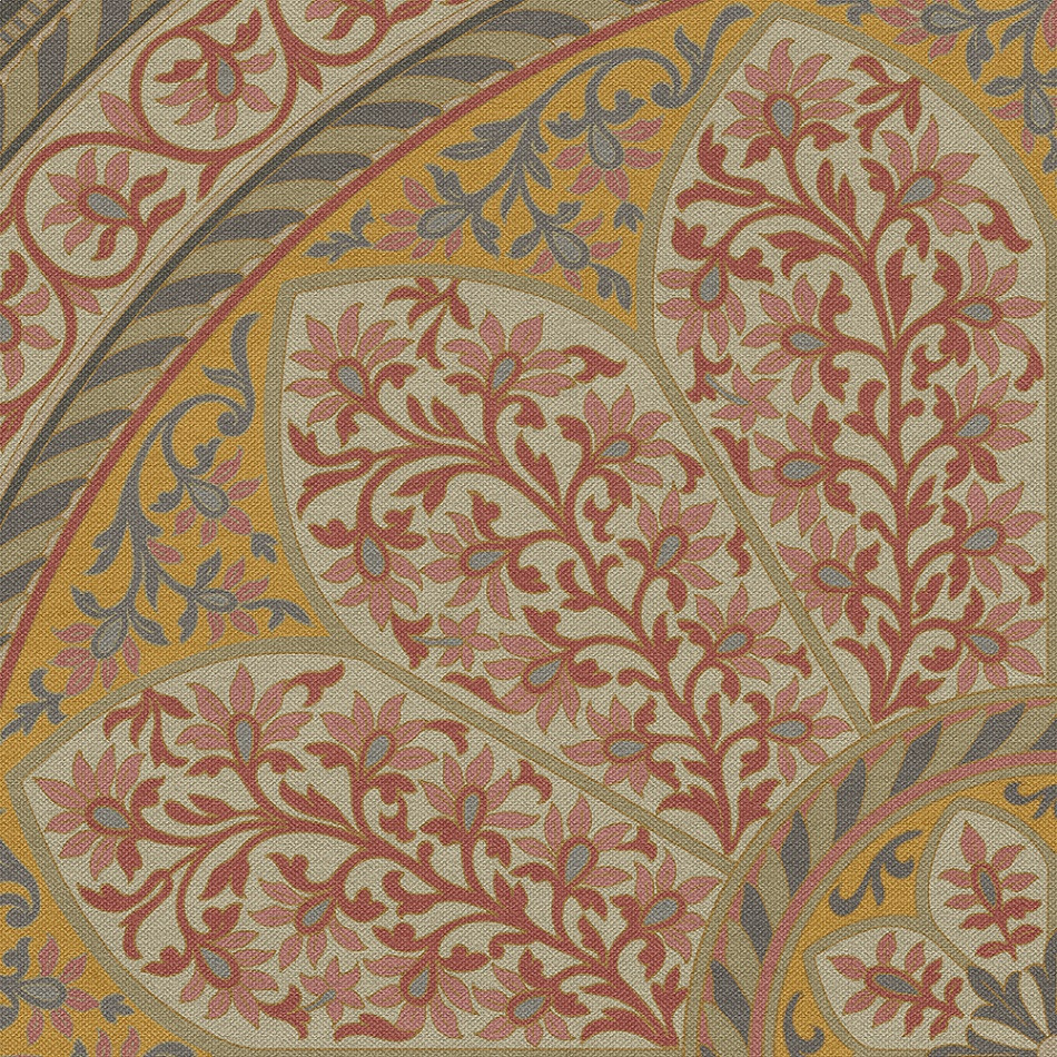 Estate Tracery Tea Rose Room - half round vinyl floor cloth detail