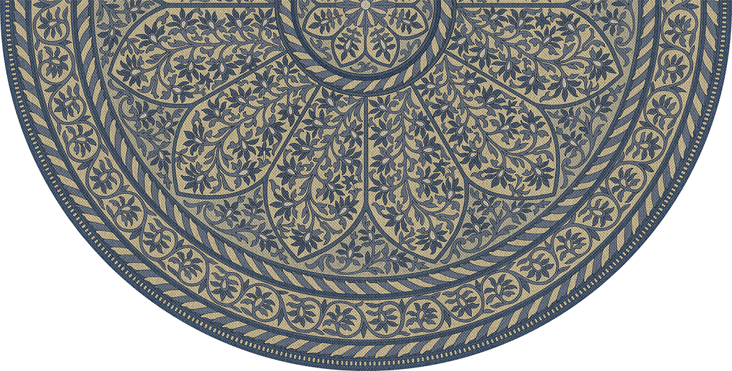 Biltmore Estate Tracery Porcelain Garden - half round vinyl floor cloth detail