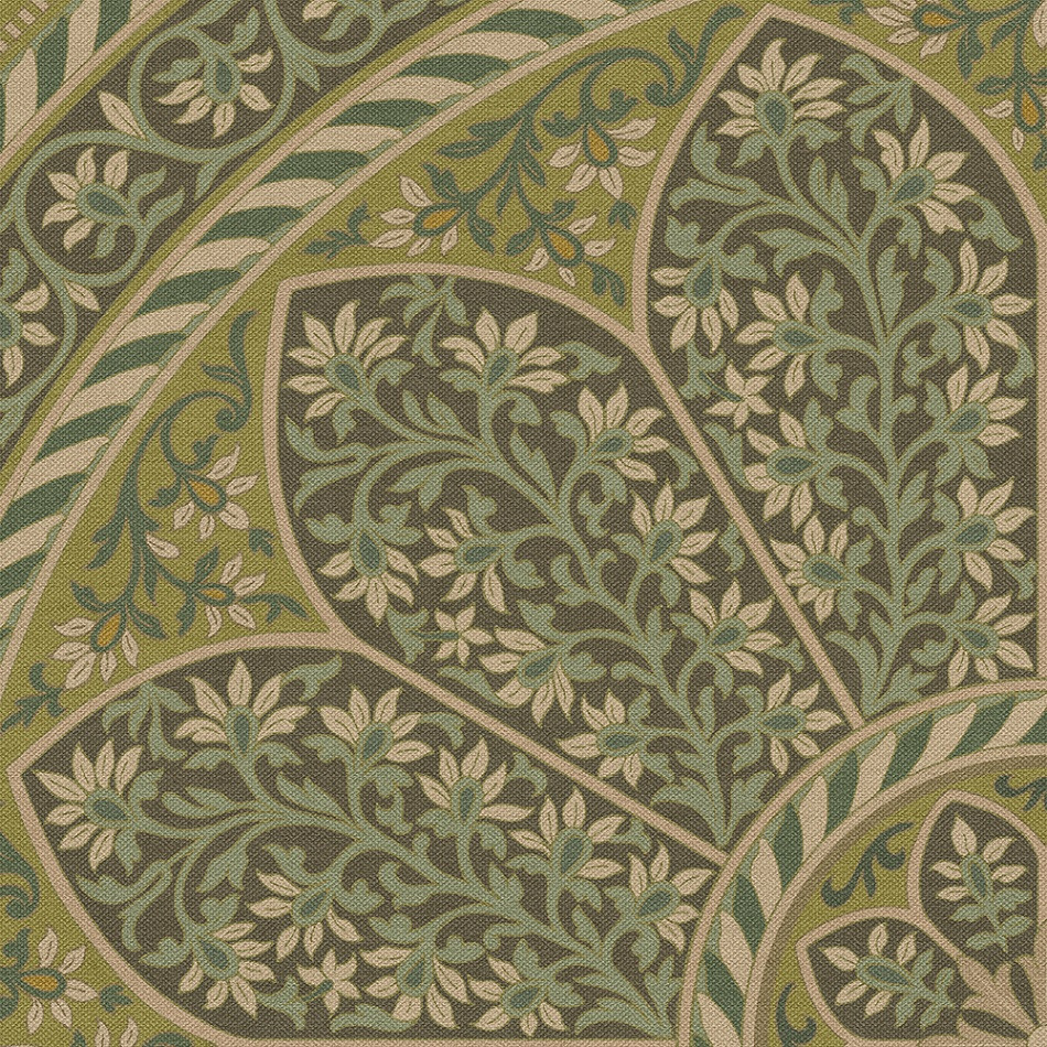 Estate Tracery Fernwater - round vinyl floor cloth detail