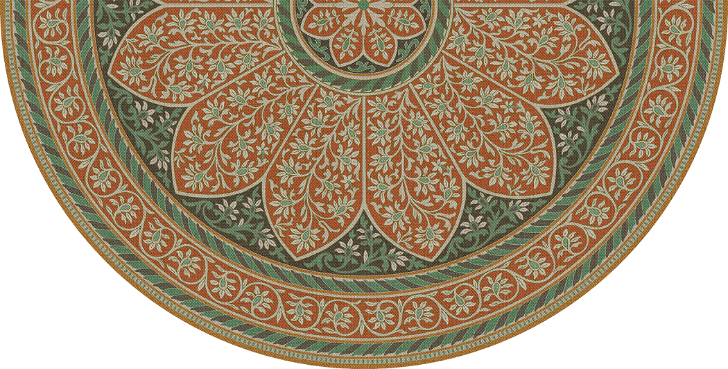 Biltmore Estate Tracery Verdigris Flame - half round vinyl floor cloth all sizes 