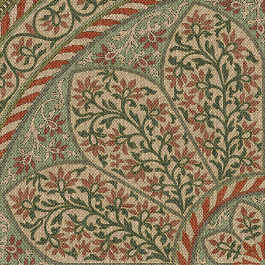 Biltmore Estate Tracery Berry Bough - round vinyl floor cloth detail