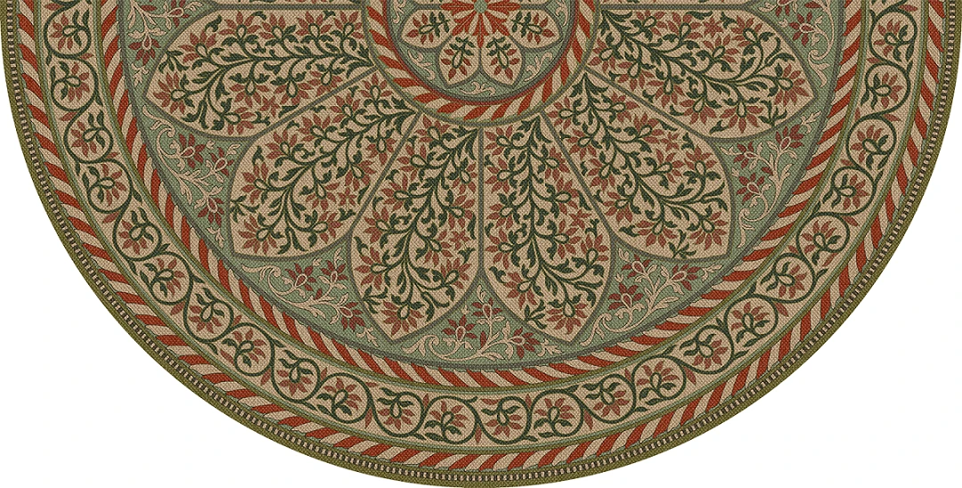 Biltmore Estate Tracery Berry Bough - half round vinyl floor cloth all sizes 