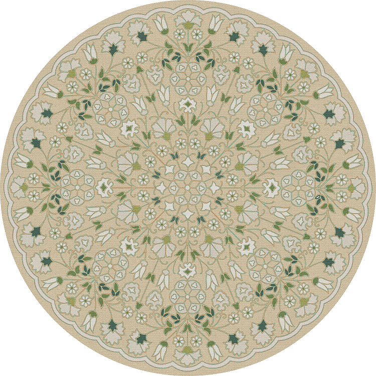 Biltmore Spicher Biltmore Arabesque Bloom Herbarium - round vinyl floor cloth