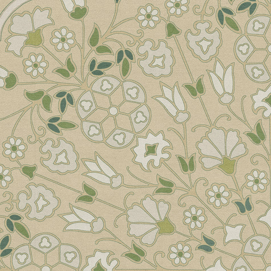 Biltmore Spicher Biltmore Arabesque Bloom Herbarium - round vinyl floor cloth detail