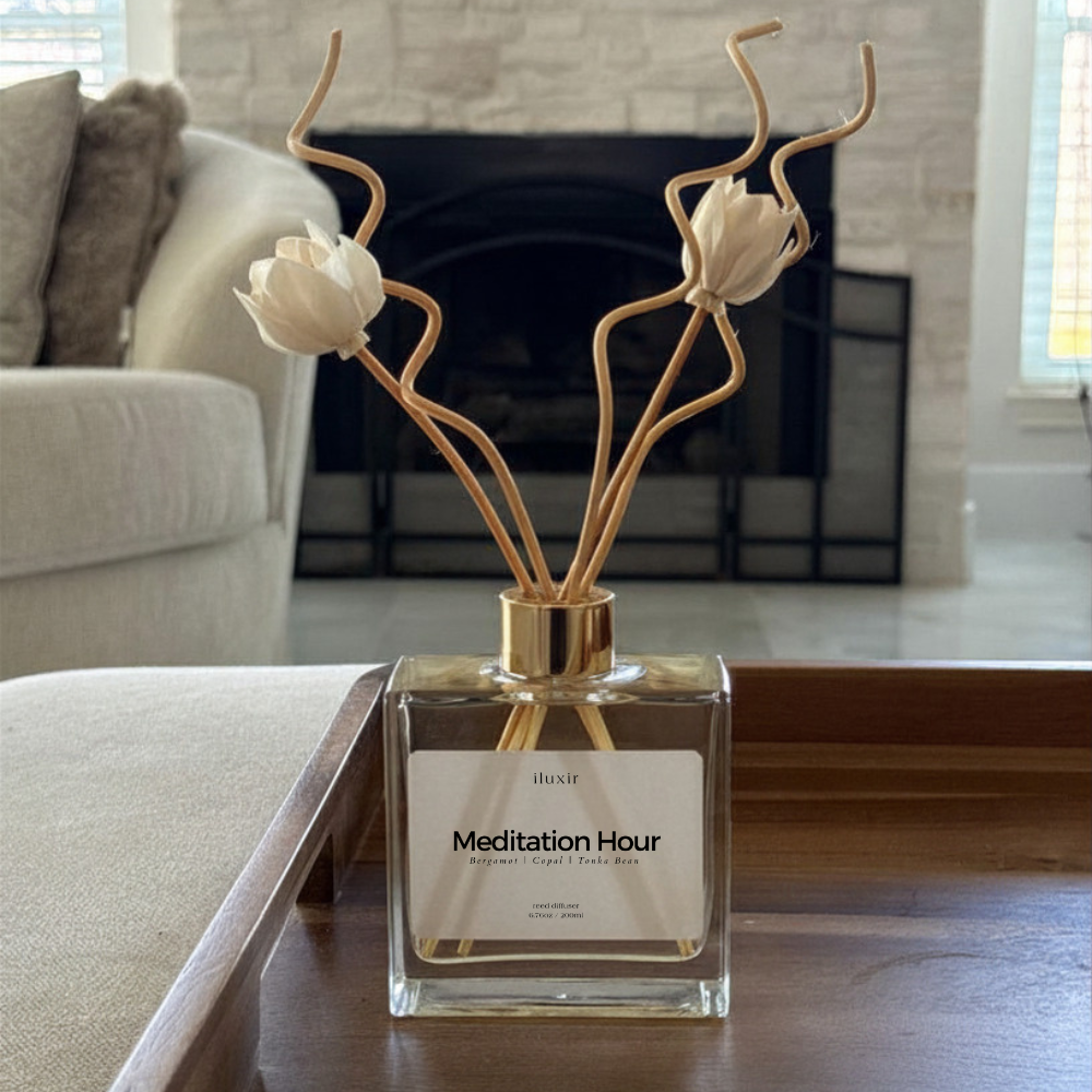 Iluxir Meditation Hour Reed Diffuser - White Copal and Bergamot