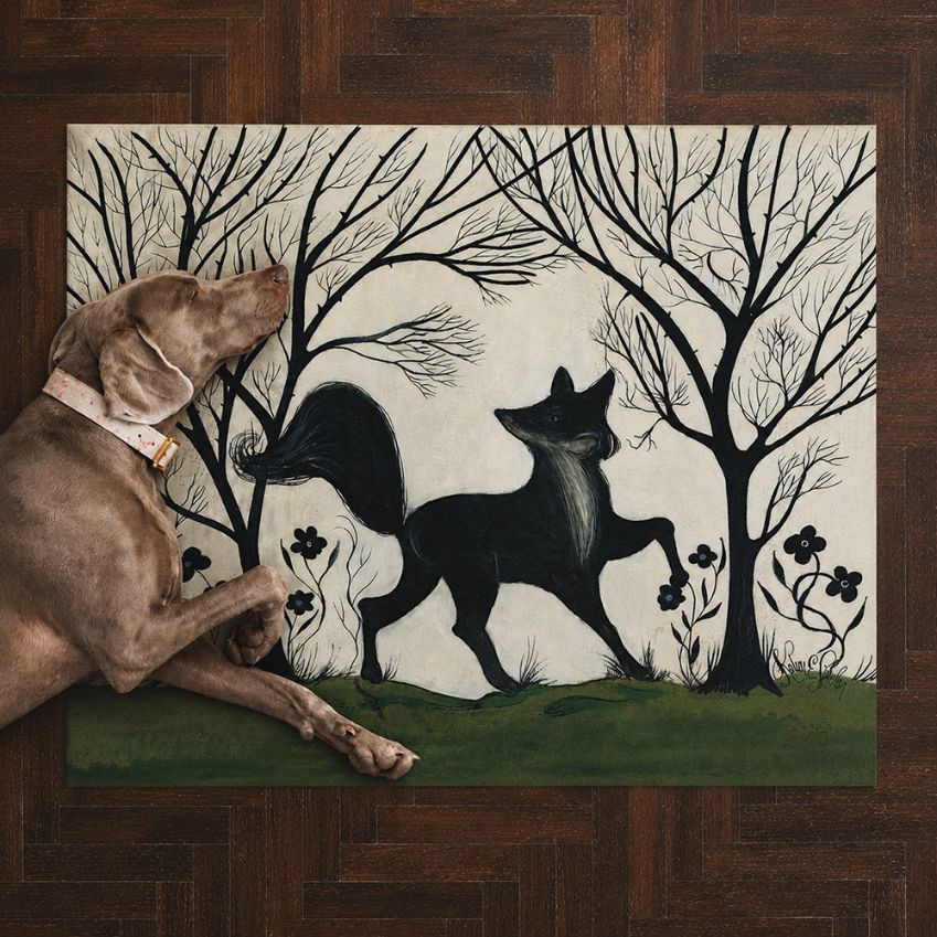 Animal Silhouette Fox - vinyl floor cloth