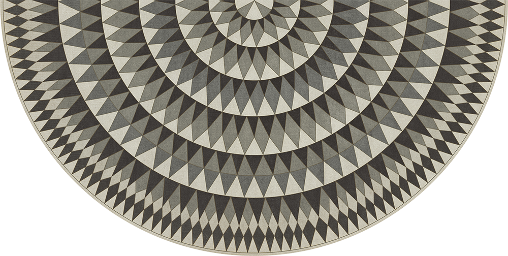 Bulls Eye Mingling Light - half round vinyl floor cloth, image for all sizes 