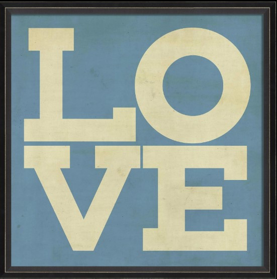 LOVE white on blue 