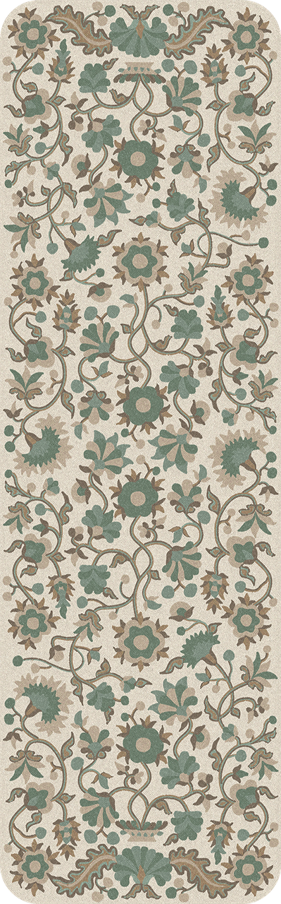 Parterre Balmy is the Breeze- vinyl floor cloth sizes 24x77, 30x96, 36x115