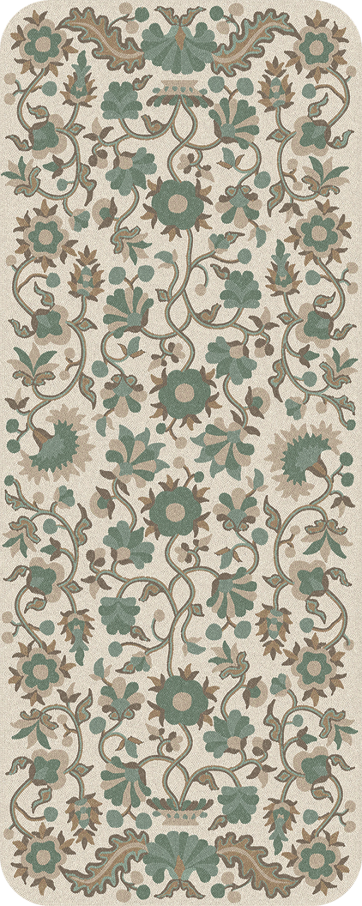 Parterre Balmy is the Breeze- vinyl floor cloth sizes 30x75, 36x90