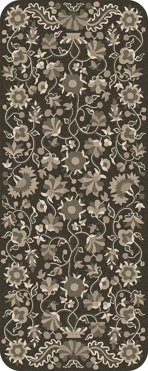 Parterre Dark Brambles Rise- vinyl floor cloth sizes 36x90, 30x75