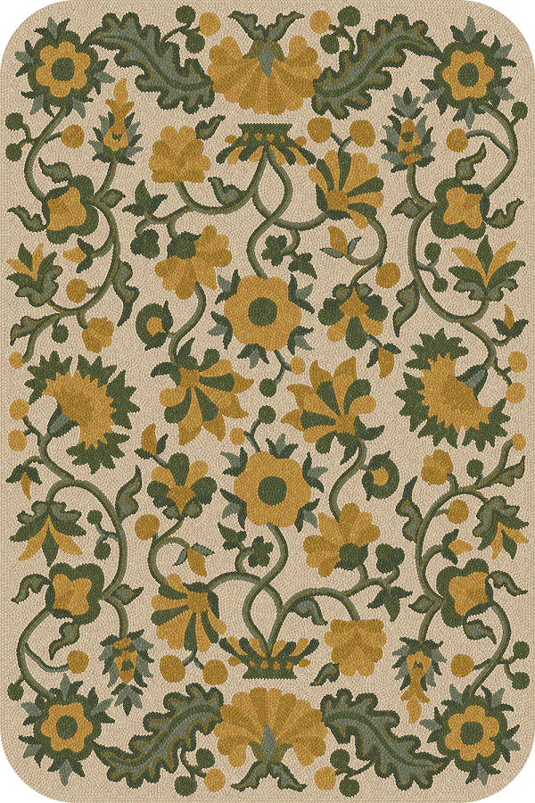 Parterre Mossy Sapling- vinyl floor cloth sizes 20x30, 24x36, 30x44, 38x56, 52x76, 70x102