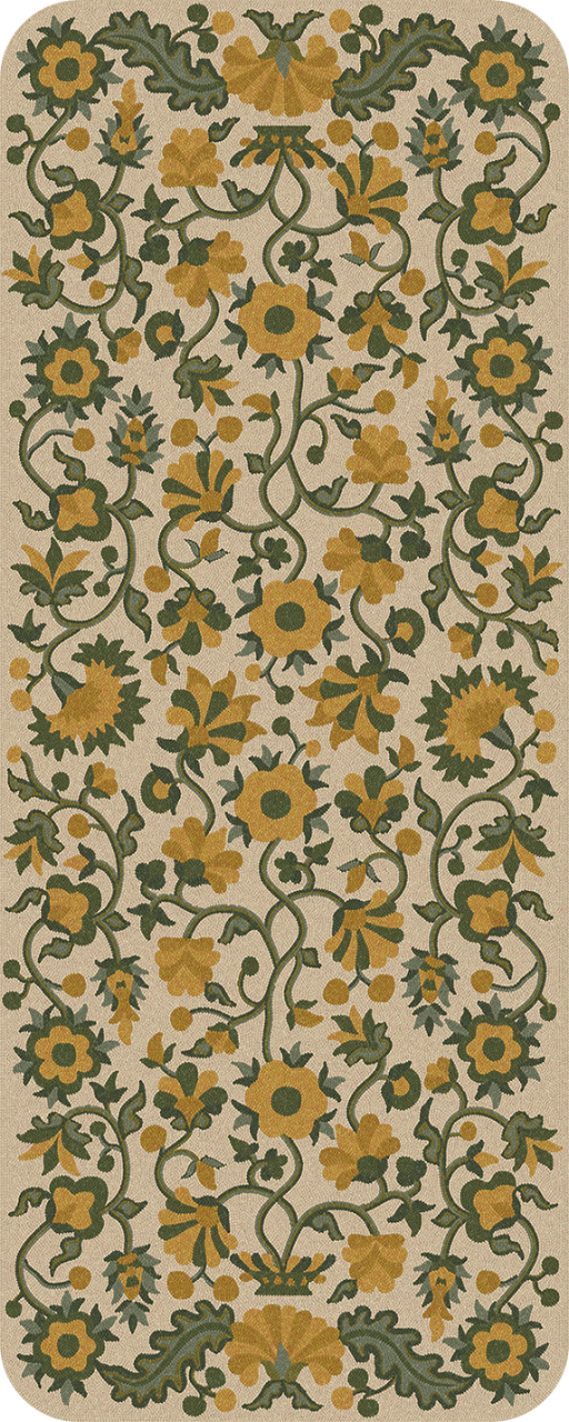 Parterre Mossy Sapling- vinyl floor cloth sizes 30x75, 36x90