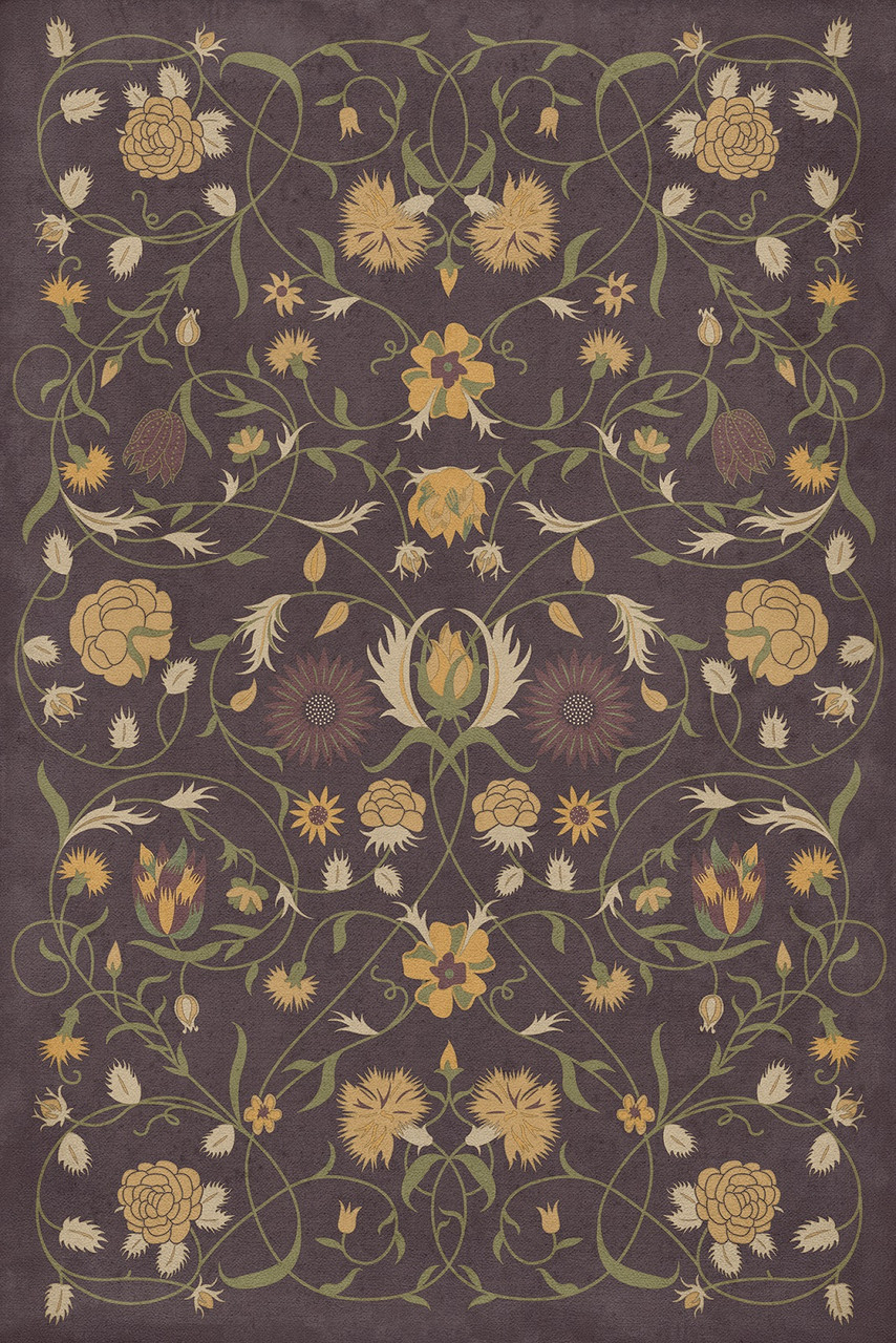 Floral Adeline - vinyl floor cloth, image for all rectangle sizes