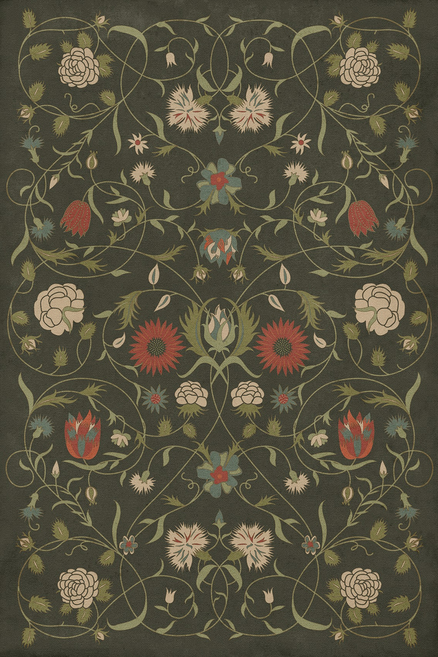 Floral Drusilla - vinyl floor cloth, image for all rectangle sizes