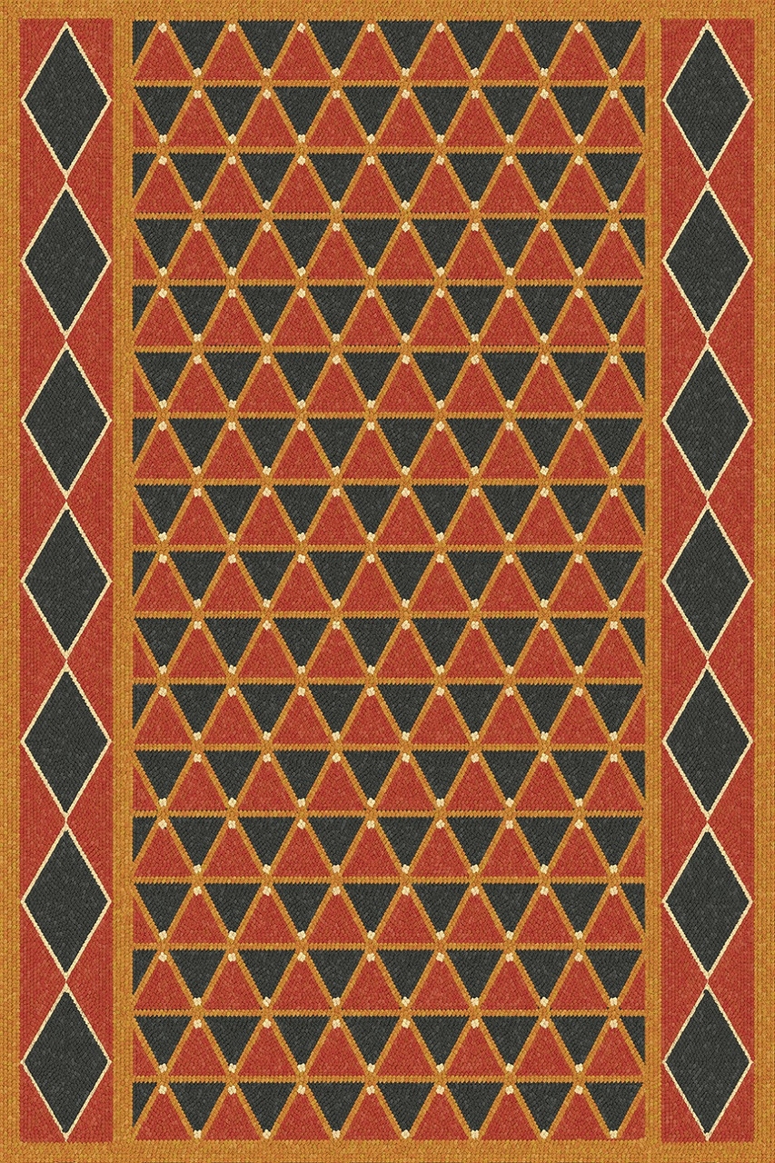 Triangular Royal Dragon - vinyl floor cloth 24x36