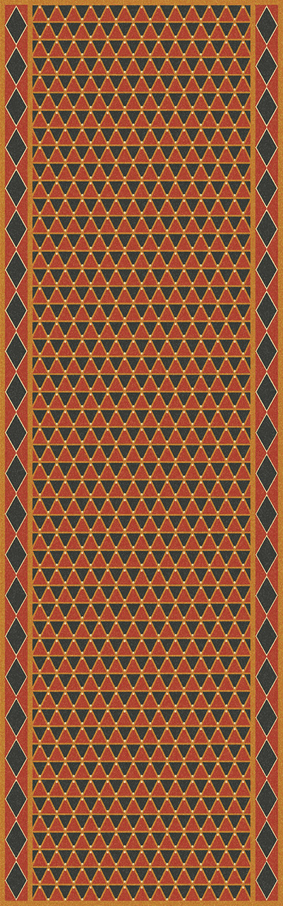 Triangular Royal Dragon - vinyl floor cloth 30x96, 36x115