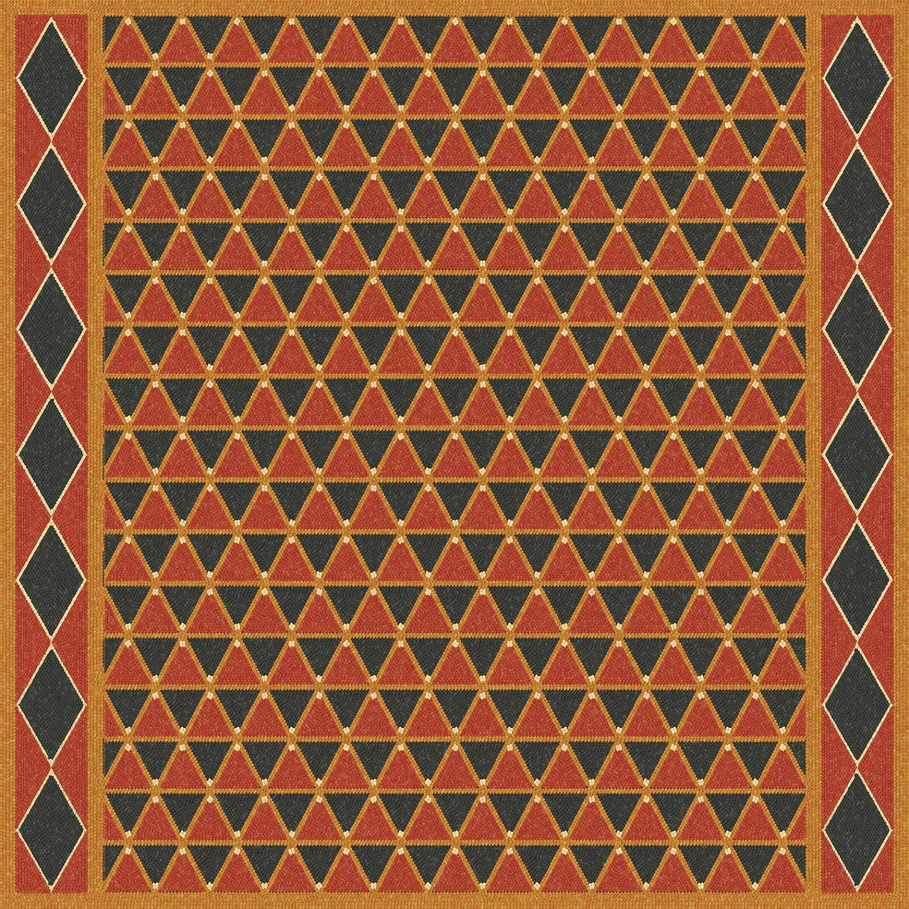 Triangular Royal Dragon - vinyl floor cloth 36x36