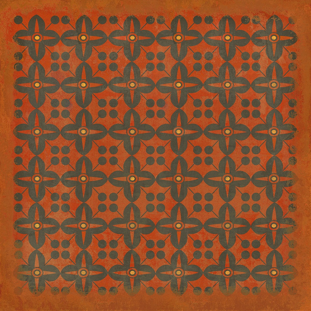 Classic Pattern 3 Red Rum (distressed) - vinyl floor cloth sizes 60x60, 72x72