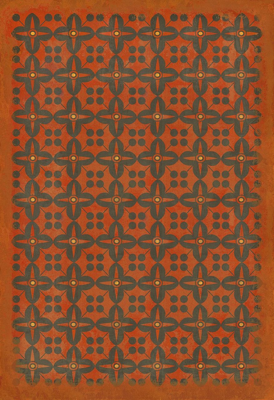 Classic Pattern 3 Red Rum (distressed) - vinyl floor cloth sizes 96x140, 120x175