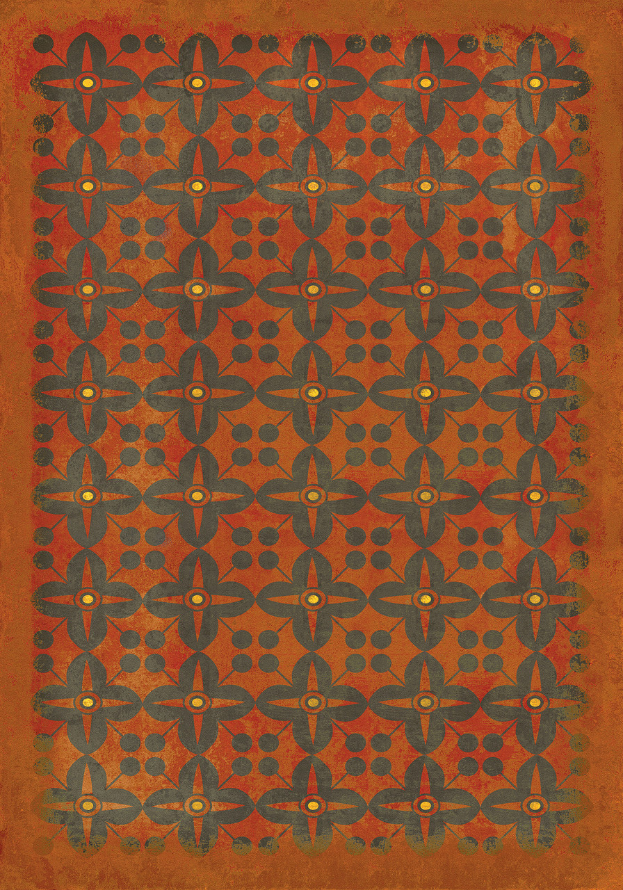 Classic Pattern 3 Red Rum (distressed) - vinyl floor cloth size 84x120