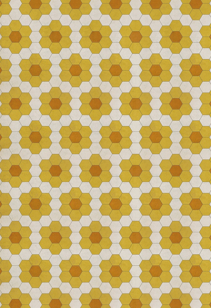 Classic Pattern 2 Pushing Up Daisies (lightly distressed) - vinyl floor cloth sizes 84x120, 96x140, 120x175