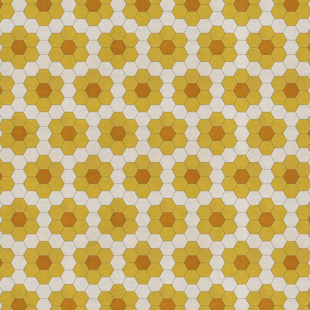 Classic Pattern 2 Pushing Up Daisies (lightly distressed) - vinyl floor cloth sizes 36x36, 48x48, 60x60, 72x72