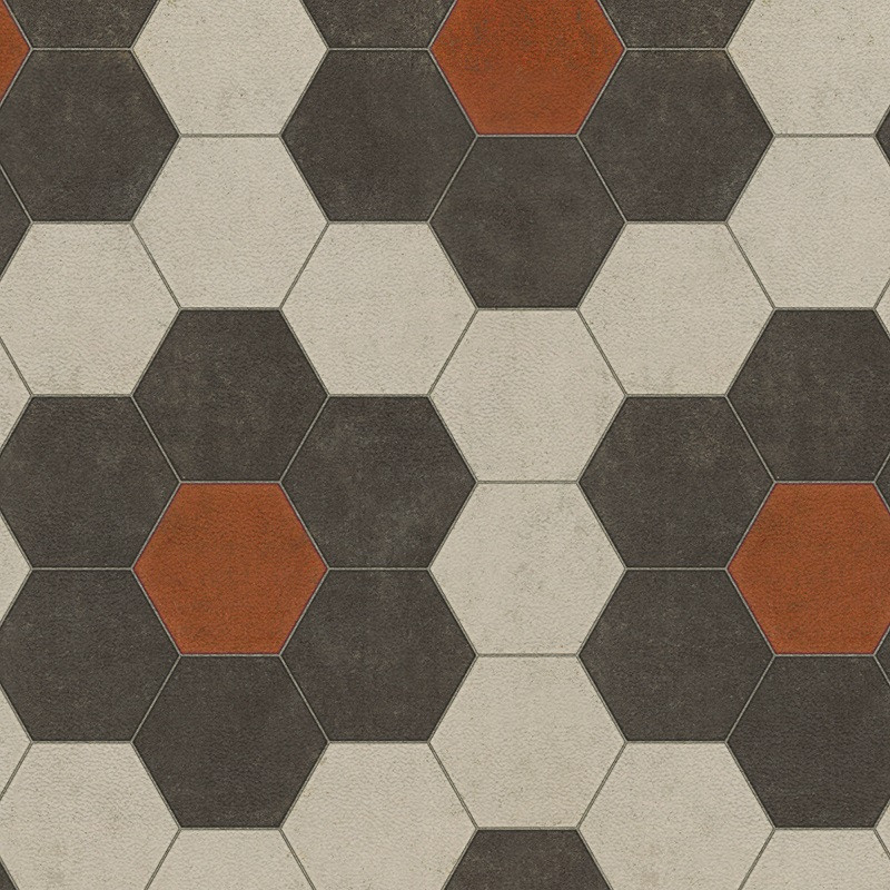 Classic Pattern 2 Organic Synthesis - (lightly distressed) - vinyl floor cloth swatch sample 